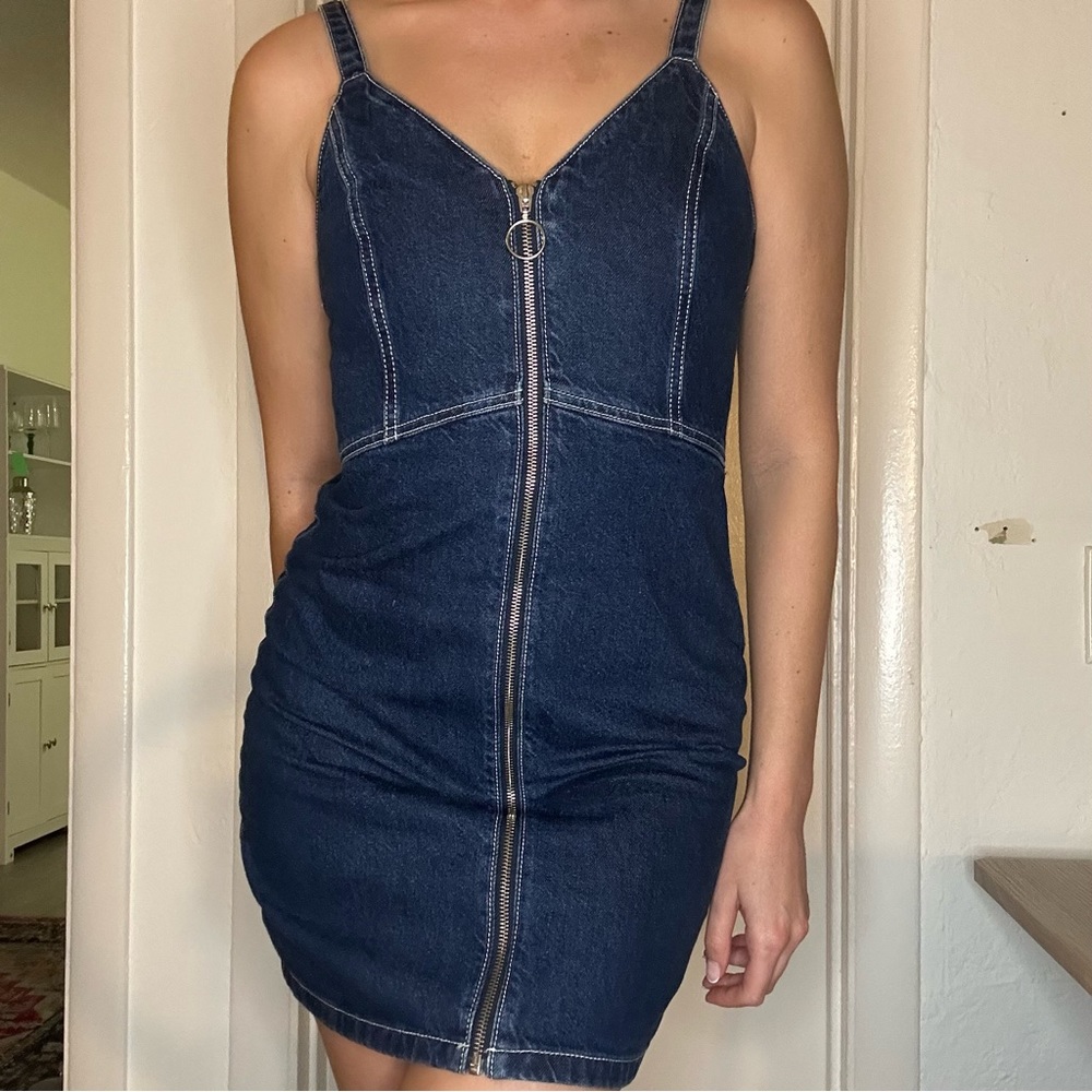 Topshop denim zip front dress